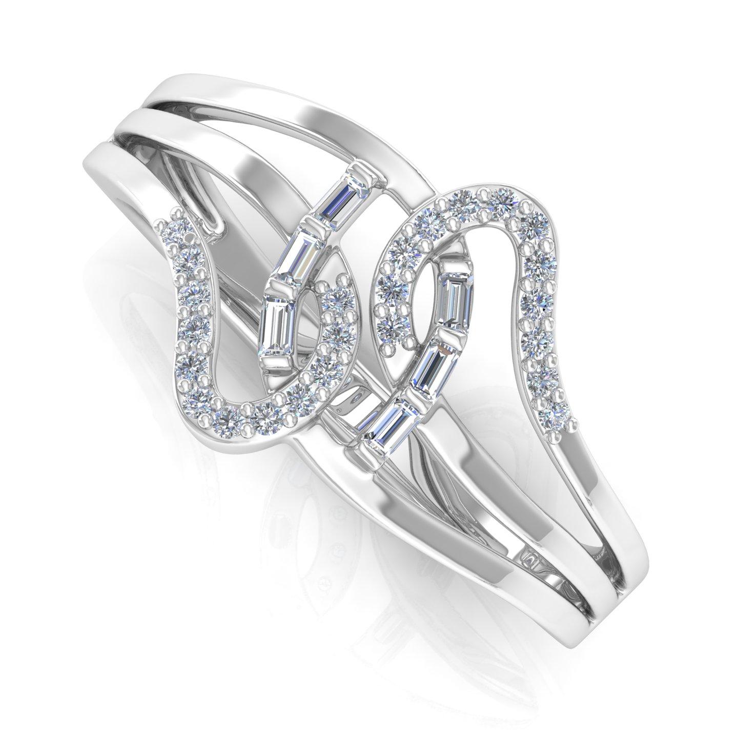 En venta: Alianza Contemporánea de Diamantes 0,25cts SI/H para Mujer Oro Blanco Macizo 18k  3
