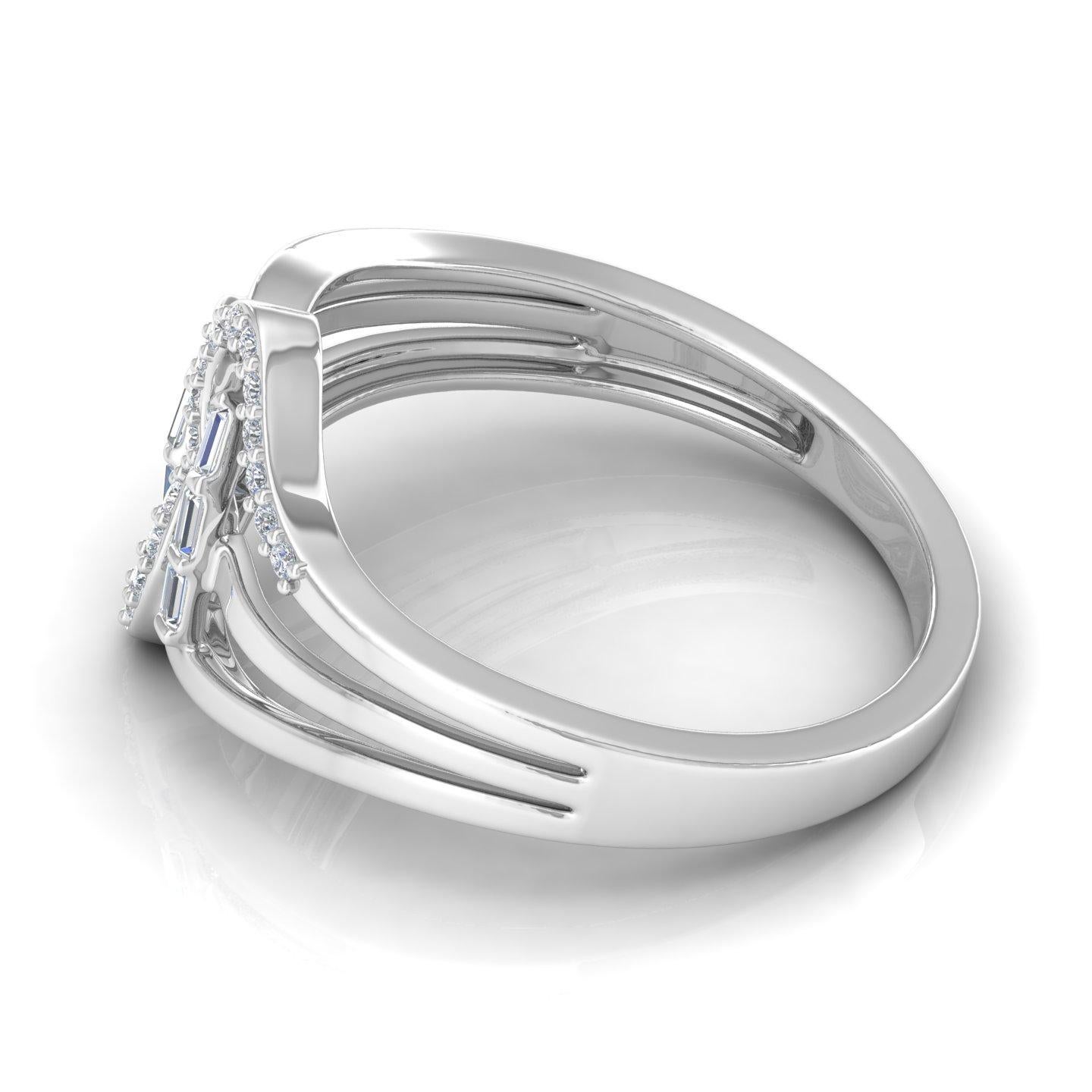 En venta: Alianza Contemporánea de Diamantes 0,25cts SI/H para Mujer Oro Blanco Macizo 18k  4