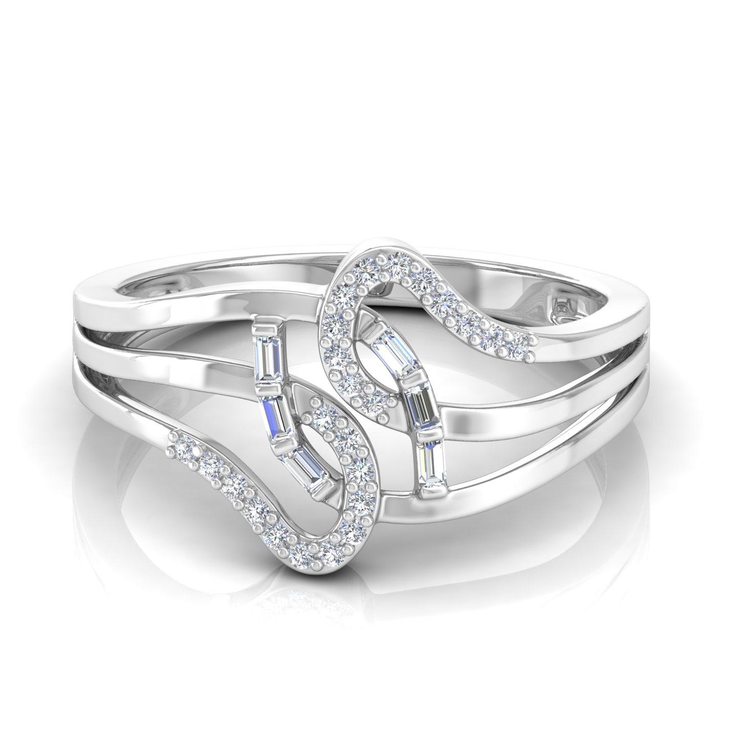 En venta: Alianza Contemporánea de Diamantes 0,25cts SI/H para Mujer Oro Blanco Macizo 18k  5