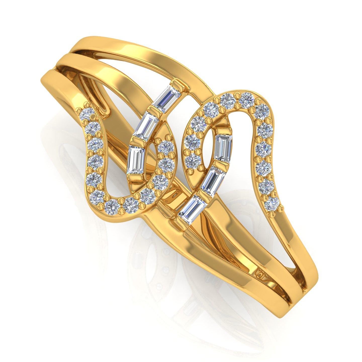 En venta: Alianza Contemporánea de Diamantes 0,25cts SI/H para Mujer Oro Amarillo Macizo 18k  3