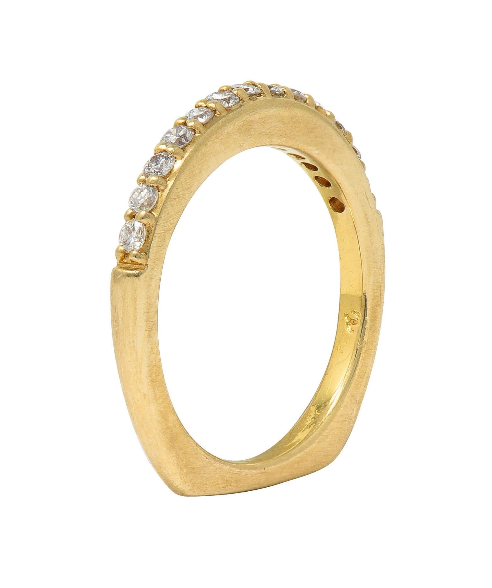 Contemporary 0.26 CTW Diamond 14 Karat Yellow Gold Stacking Band Ring For Sale 6