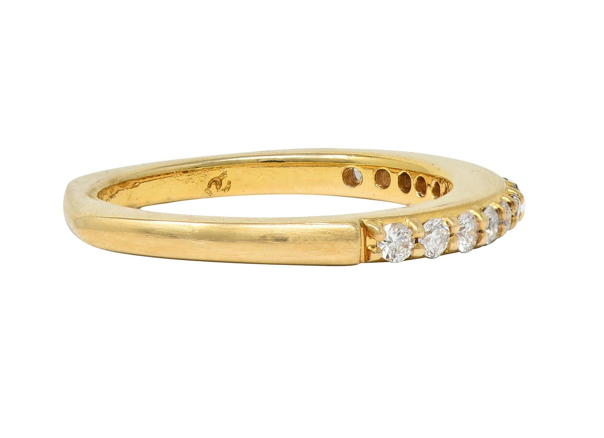 Women's or Men's Contemporary 0.26 CTW Diamond 14 Karat Yellow Gold Stacking Band Ring For Sale