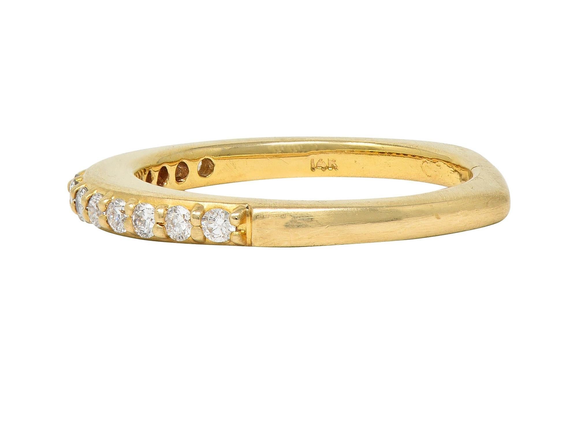 Contemporary 0.26 CTW Diamond 14 Karat Yellow Gold Stacking Band Ring For Sale 2