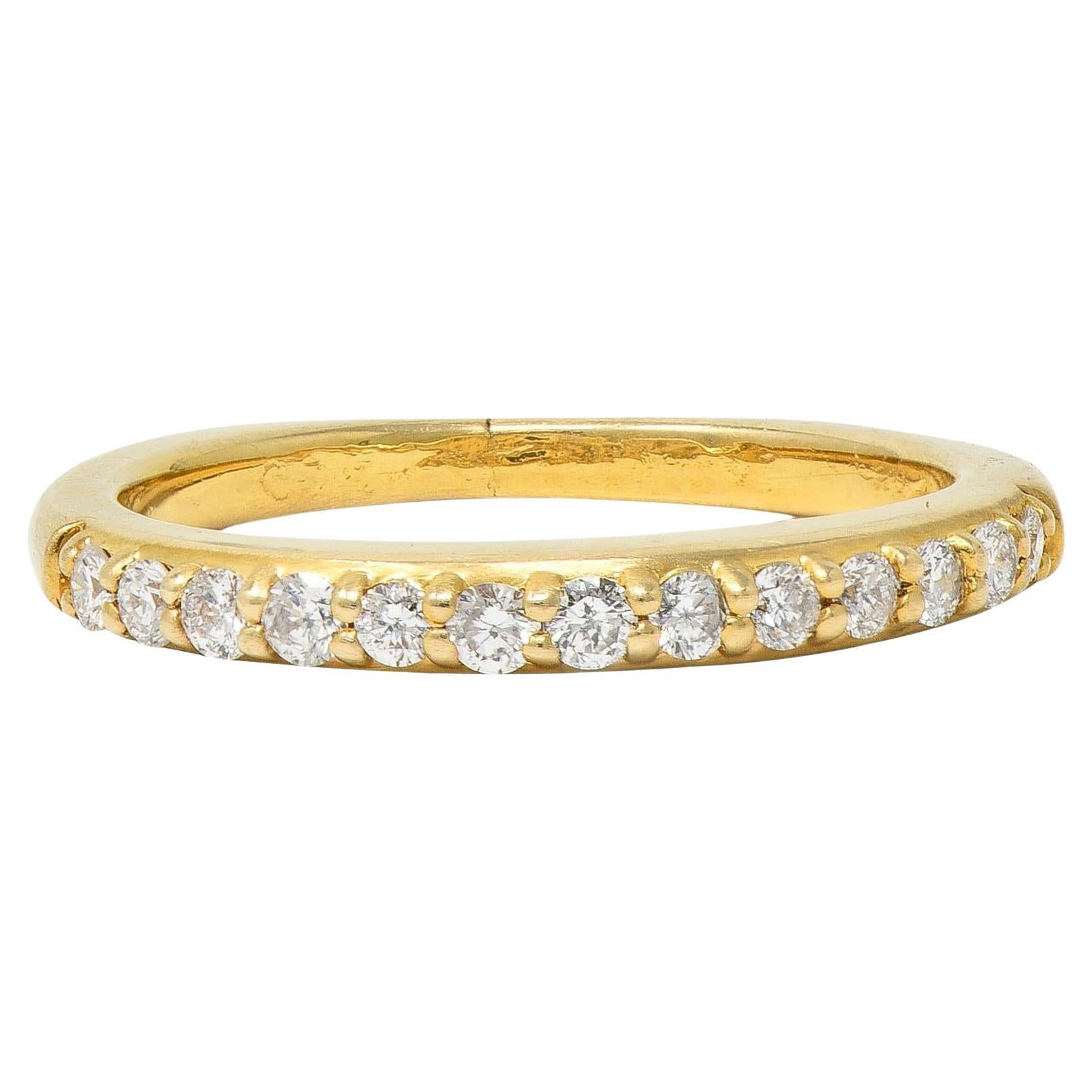 Contemporary 0.26 CTW Diamond 14 Karat Yellow Gold Stacking Band Ring For Sale