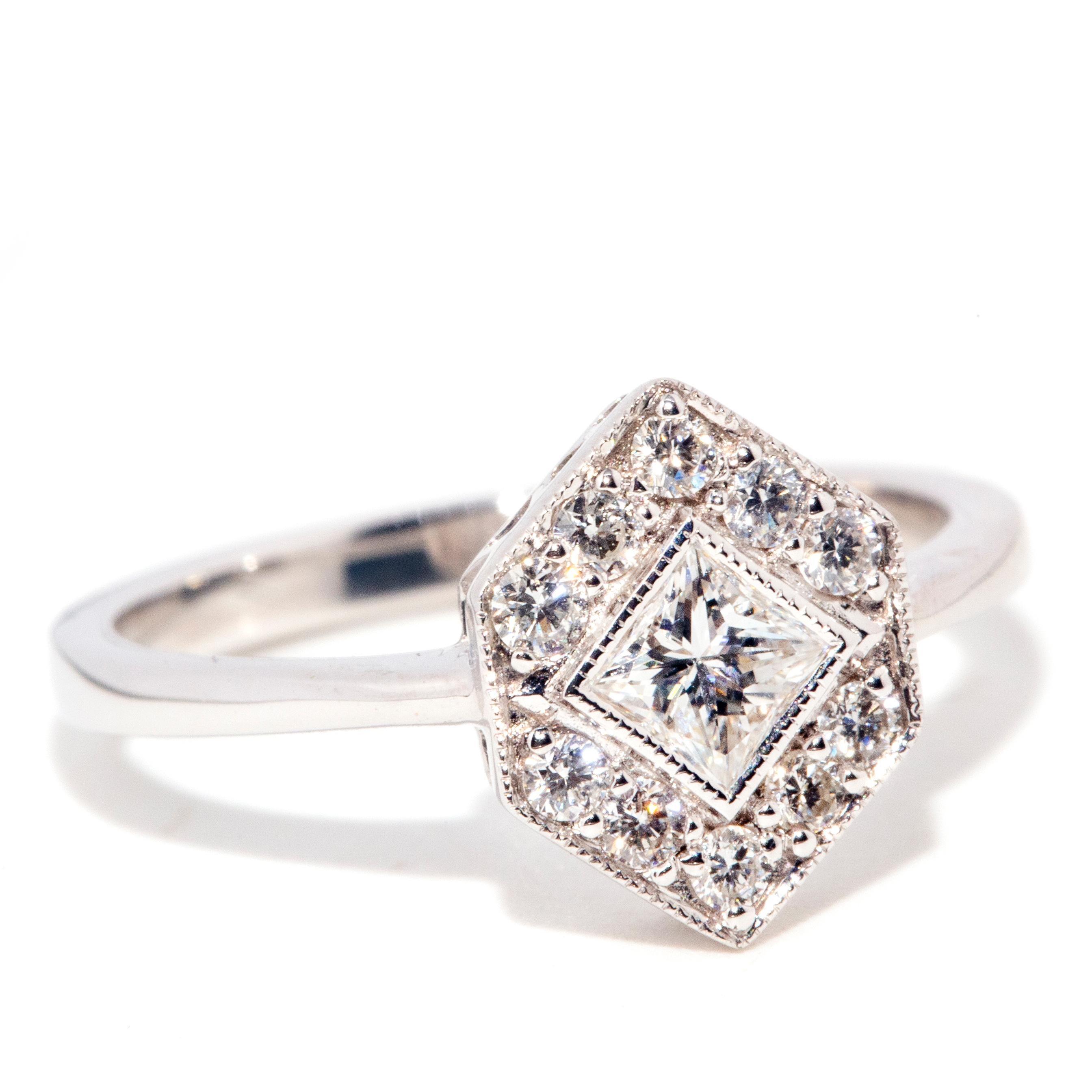 Contemporary 0.30 Carat Princess Cut Diamond 18 Carat White Gold Cluster Ring In New Condition In Hamilton, AU