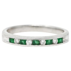 Contemporary 0.34 Diamond Emerald Platinum Channel Band Ring