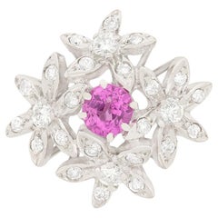 Contemporary 0.35ct Pink Sapphire and Diamond Cocktail Ring