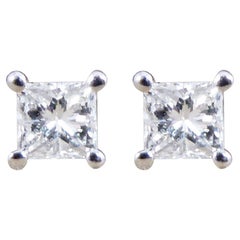 Contemporary 0.40ct Princess Cut Diamond Stud Earrings in Platinum