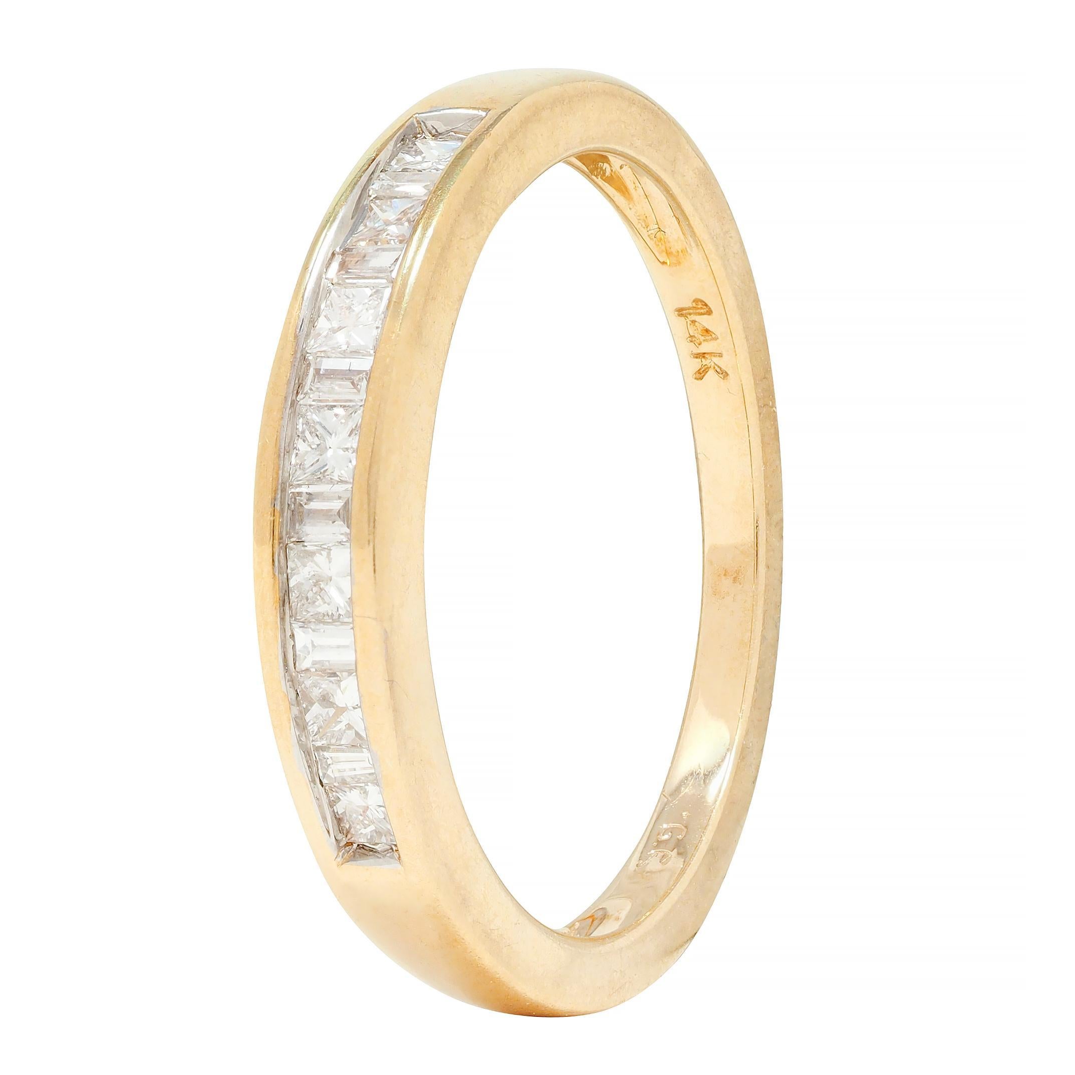 Contemporary 0.44 CTW Princess Cut Diamond 14 Karat Yellow Gold Band Ring For Sale 6