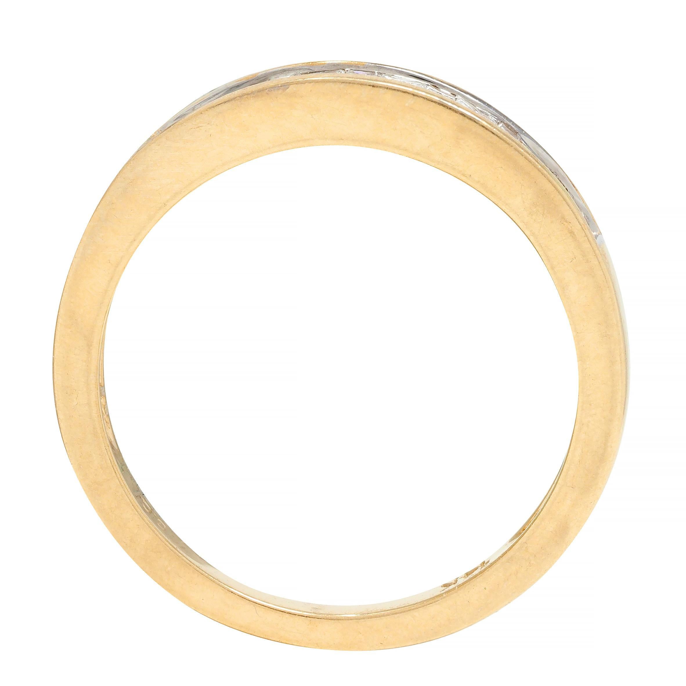 Contemporary 0.44 CTW Princess Cut Diamond 14 Karat Yellow Gold Band Ring For Sale 7