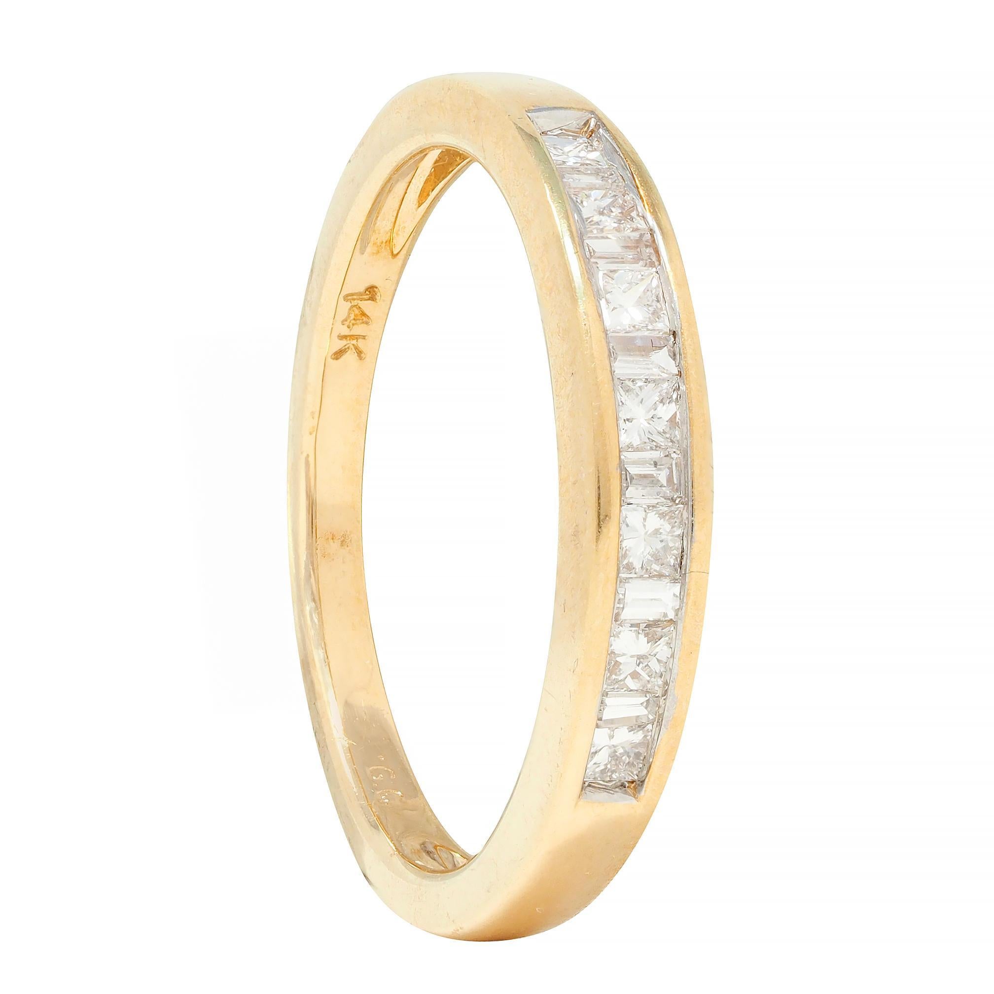 Contemporary 0.44 CTW Princess Cut Diamond 14 Karat Yellow Gold Band Ring For Sale 8