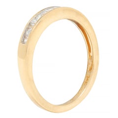 Contemporary 0.44 CTW Princess Cut Diamond 14 Karat Yellow Gold Band Ring