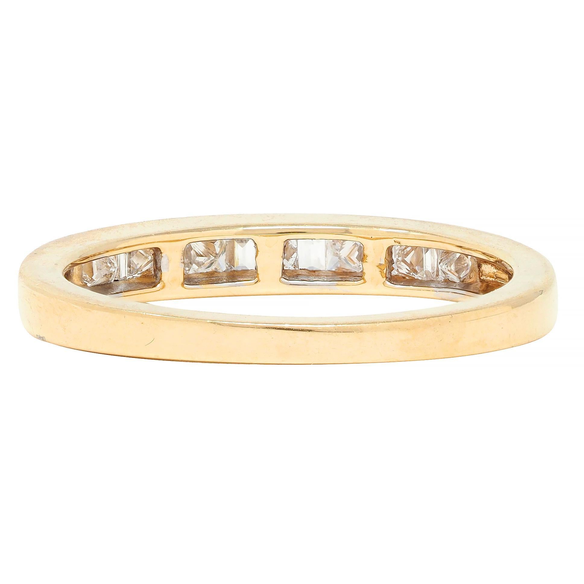 Contemporary 0.44 CTW Princess Cut Diamond 14 Karat Yellow Gold Band Ring For Sale 1