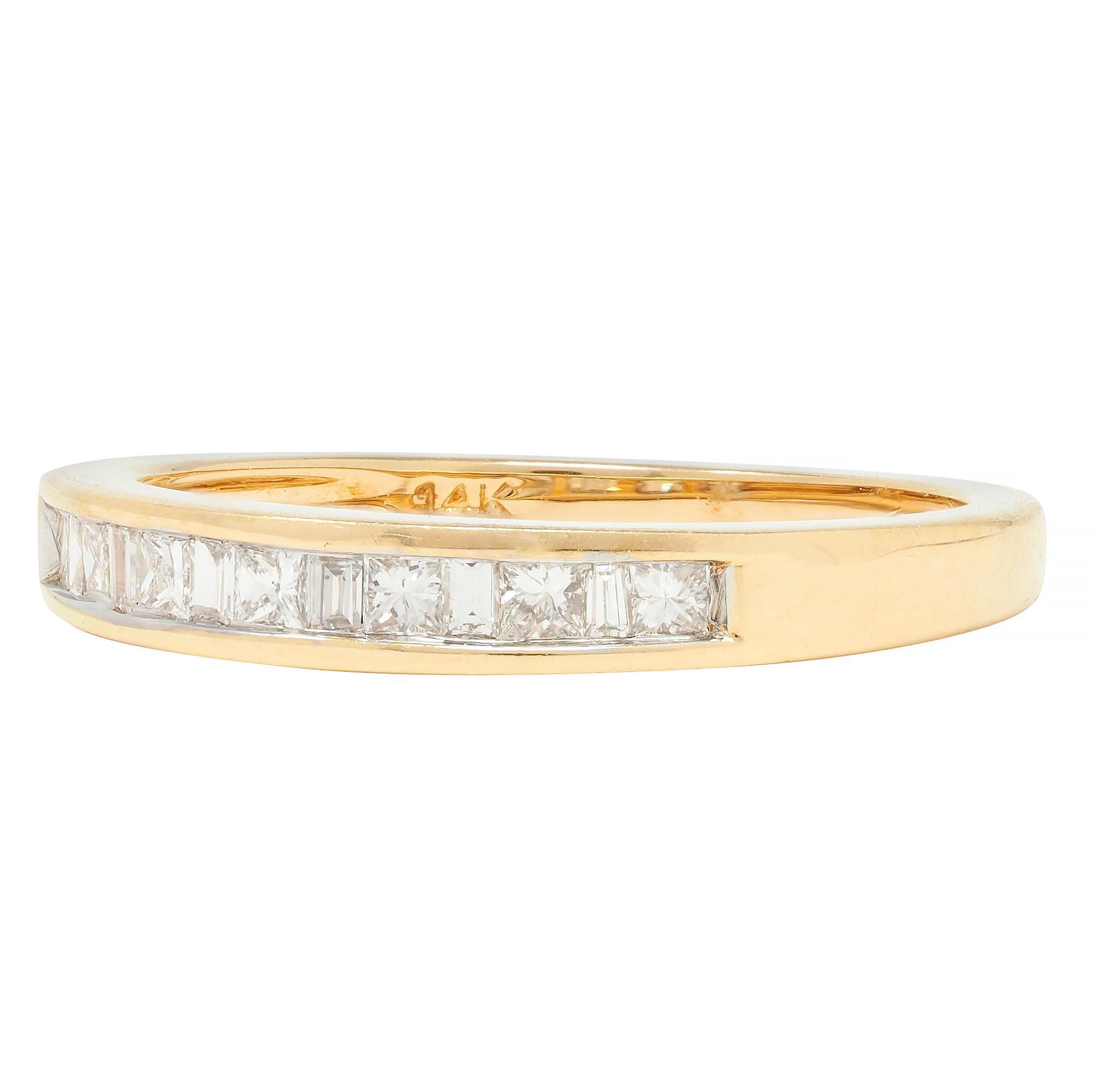 Contemporary 0.44 CTW Princess Cut Diamond 14 Karat Yellow Gold Band Ring For Sale 3
