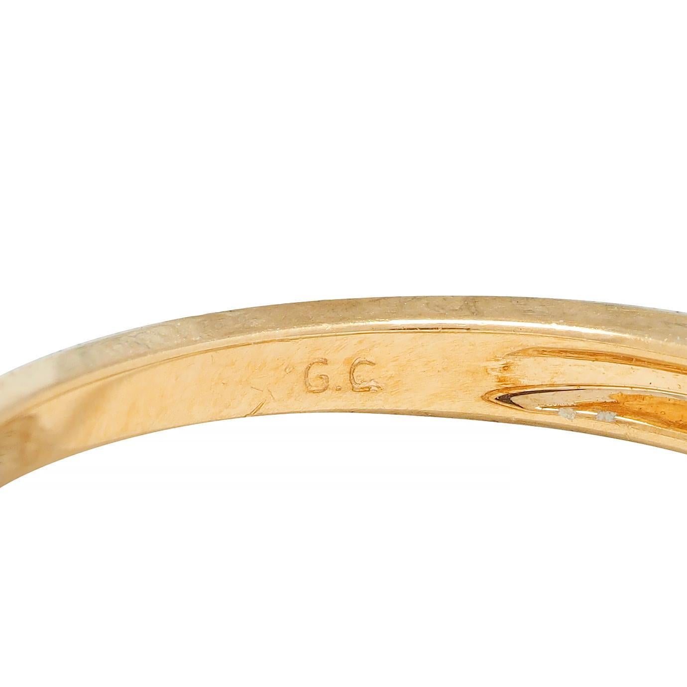 Contemporary 0.44 CTW Princess Cut Diamond 14 Karat Yellow Gold Band Ring For Sale 5
