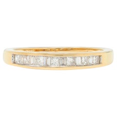 Contemporary 0.44 CTW Princess Cut Diamond 14 Karat Yellow Gold Band Ring