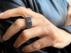 Contemporary 0.45 Carat Black Diamonds Burnished Sterling Silver Design Ring