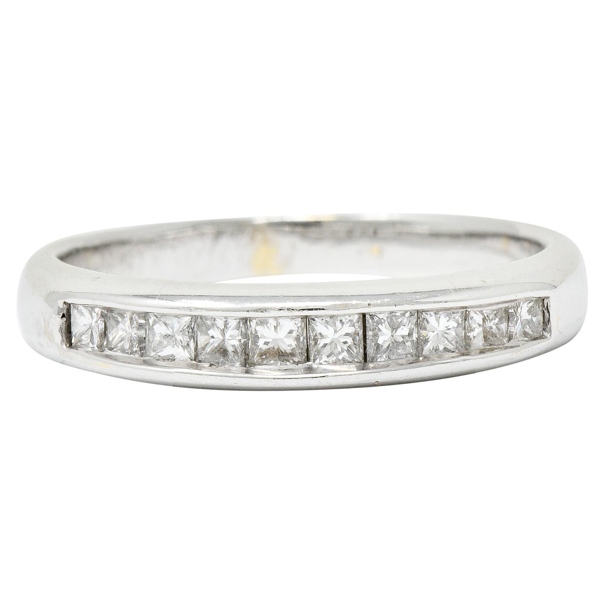 Contemporary 0.45 Carat Diamond 18 Karat White Gold Channel Band Ring For Sale