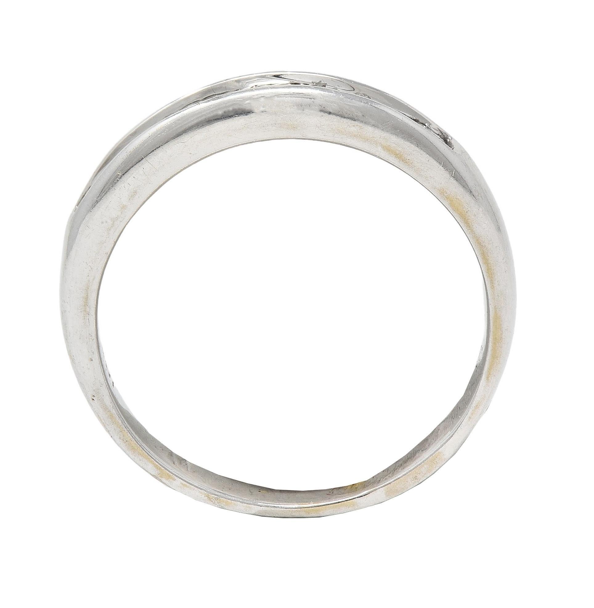 Anello a fascia contemporaneo con diamante da 0,45 CTW in oro bianco da 18 carati in vendita 7