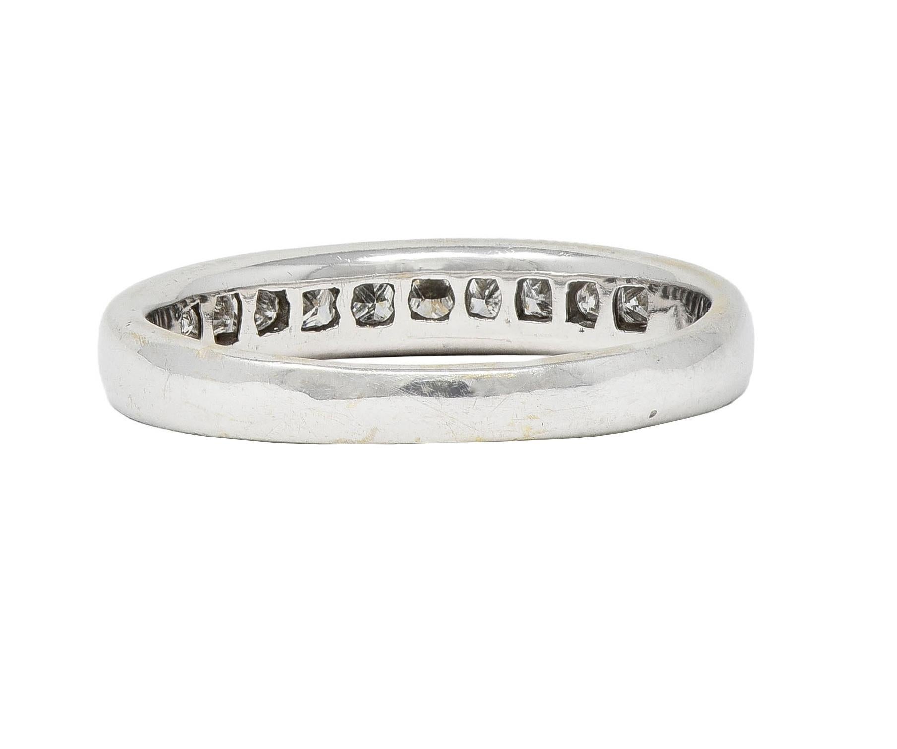da uomo o donna Anello a fascia contemporaneo con diamante da 0,45 CTW in oro bianco da 18 carati in vendita