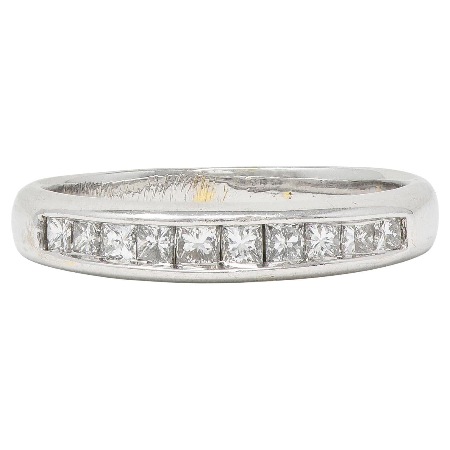 Contemporary 0.45 CTW Diamond 18 Karat White Gold Channel Band Ring