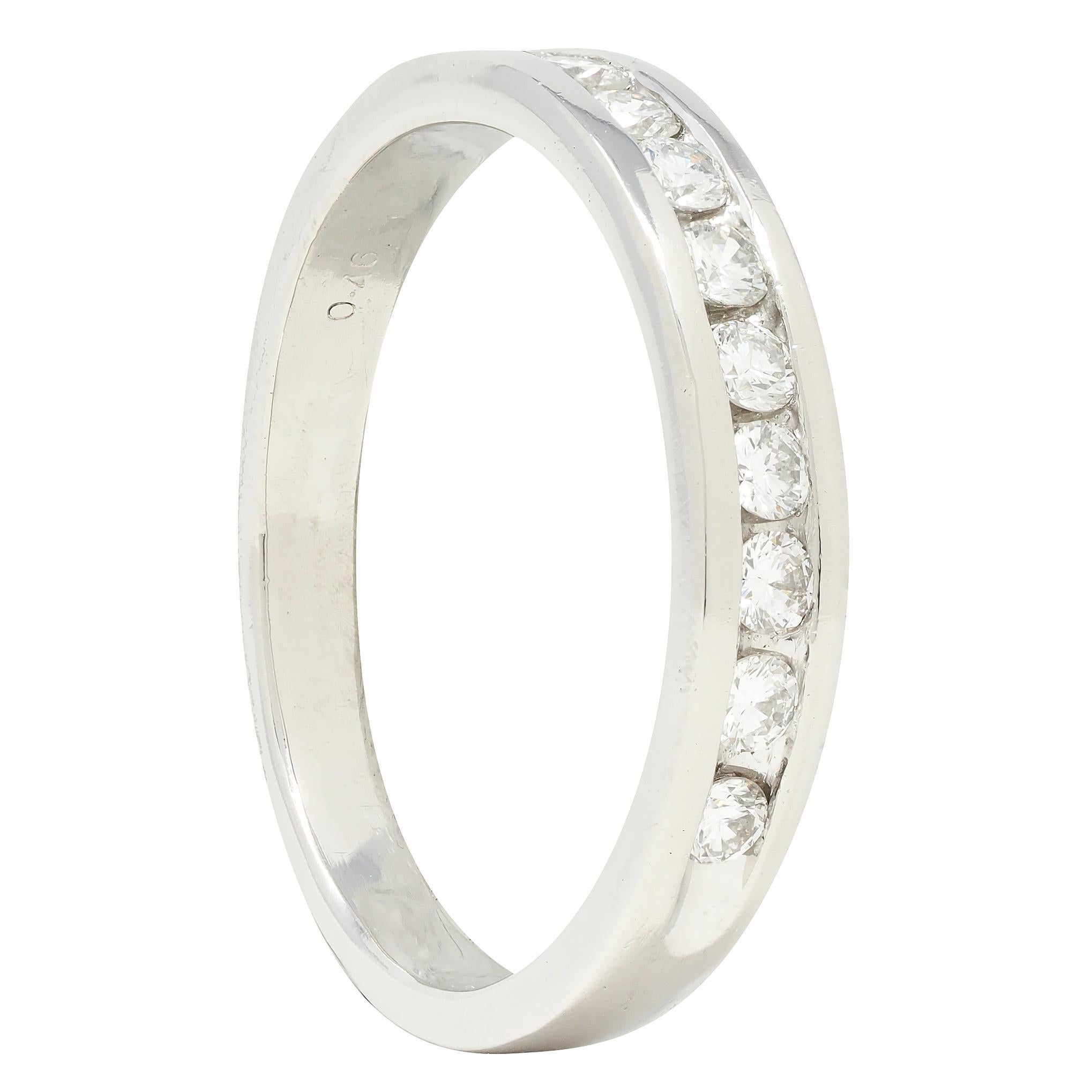 Contemporary 0.46 CTW Diamond Platinum Channel Band Ring For Sale 6