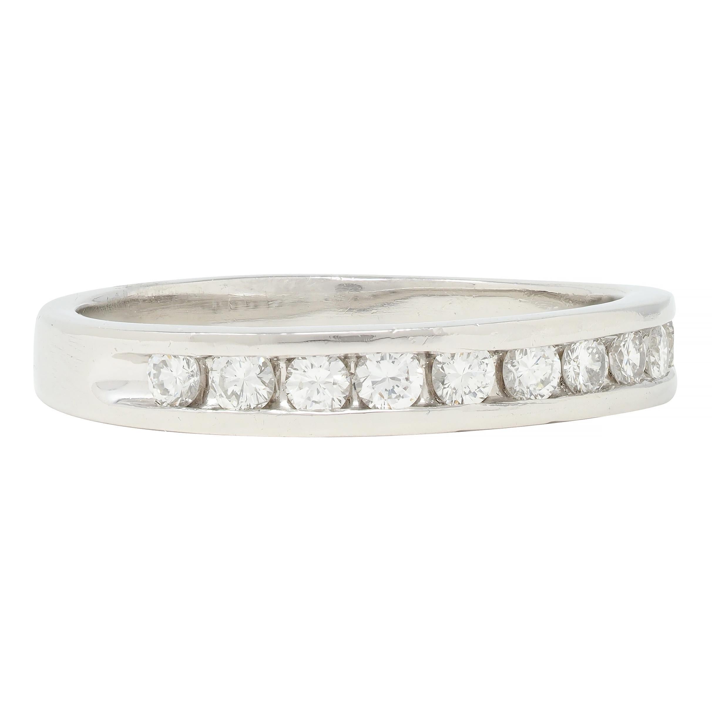 Round Cut Contemporary 0.46 CTW Diamond Platinum Channel Band Ring For Sale