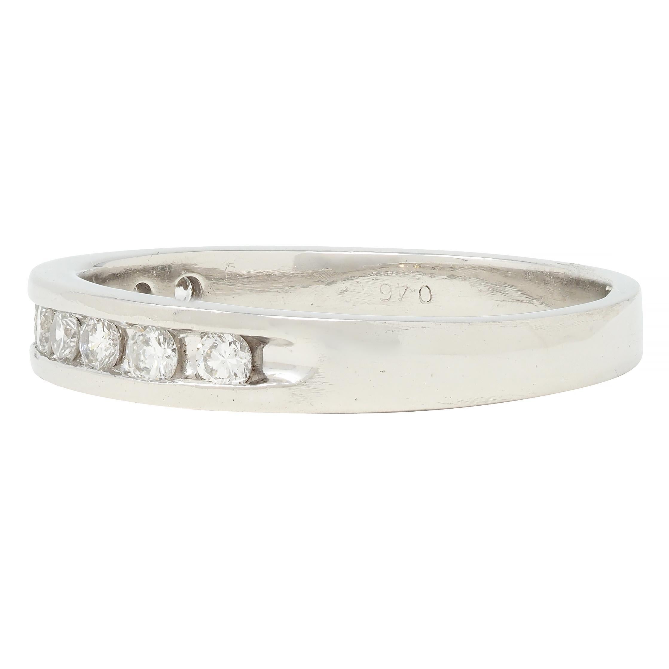Contemporary 0.46 CTW Diamond Platinum Channel Band Ring For Sale 1