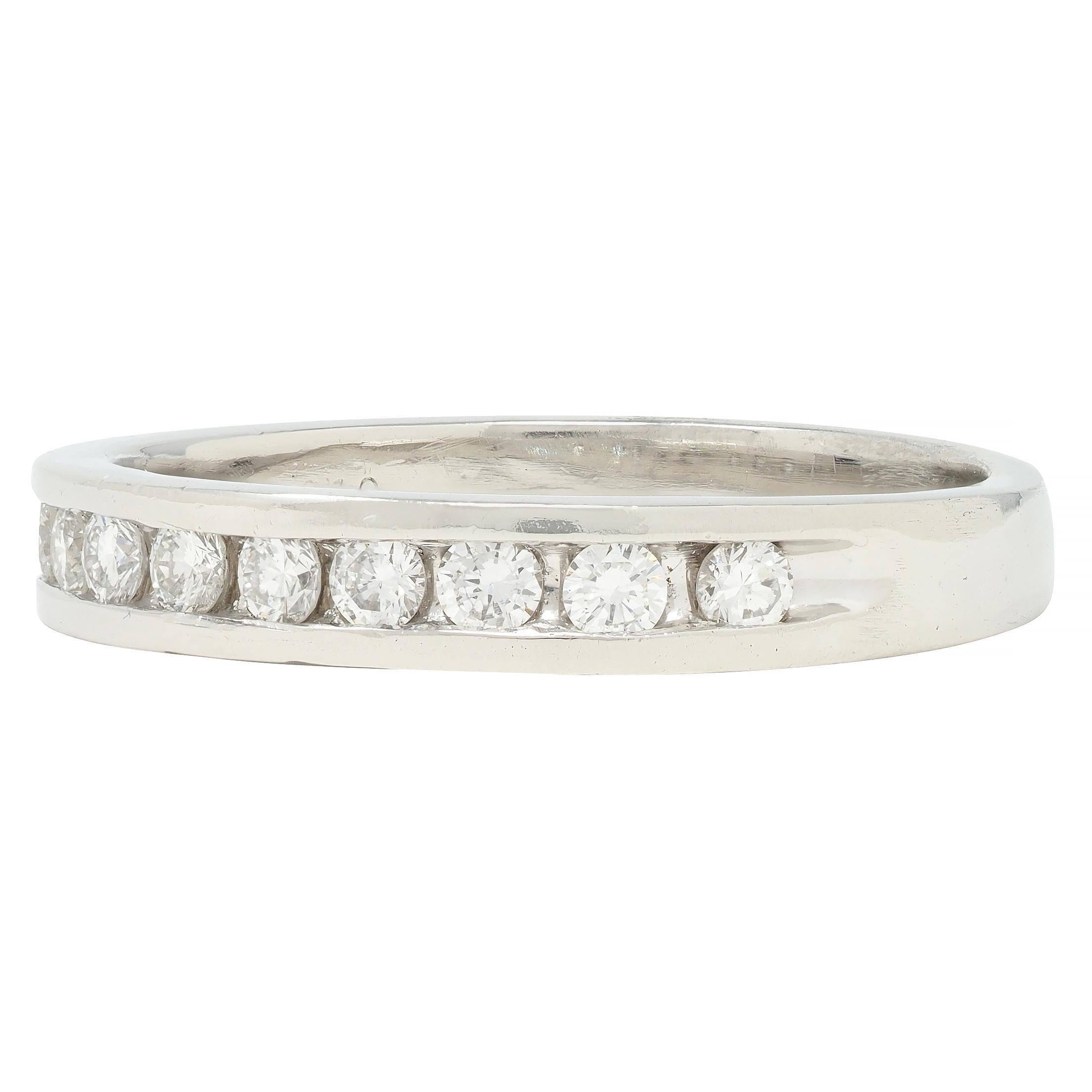 Contemporary 0.46 CTW Diamond Platinum Channel Band Ring For Sale 2