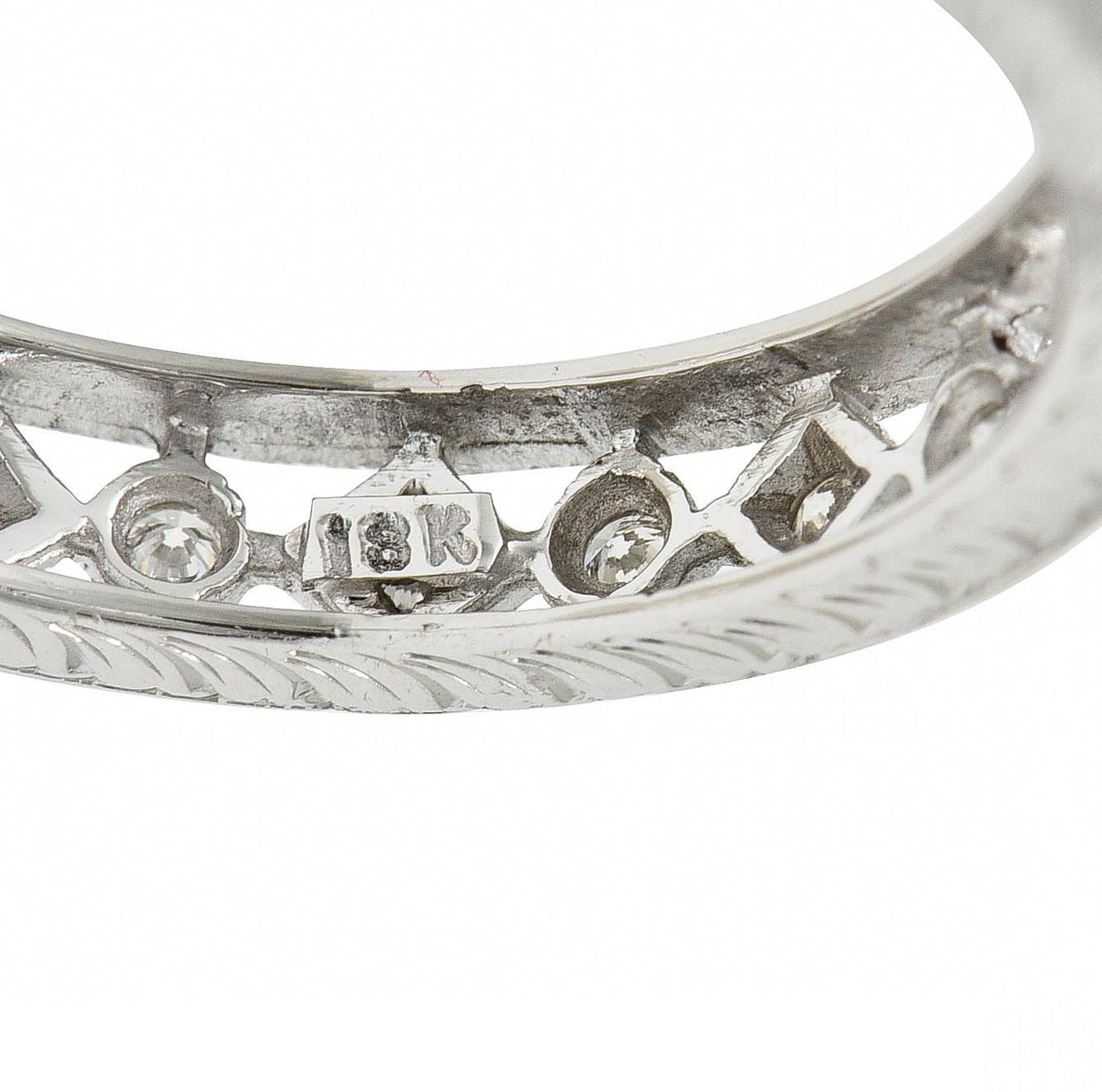 Contemporary 0.48 CTW Diamond 18 Karat White Gold Geometric Wedding Band Ring For Sale 1
