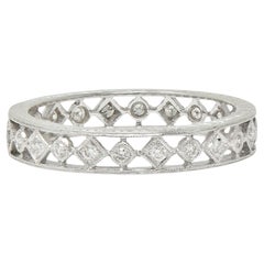 Contemporary 0.48 CTW Diamond 18 Karat White Gold Geometric Wedding Band Ring (anneau de mariage géométrique en or blanc 18 carats)