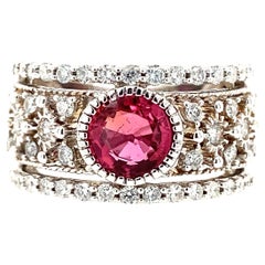 Contemporary 0.49 Carat Pink Tourmaline and Diamond White Gold Fashion Ring