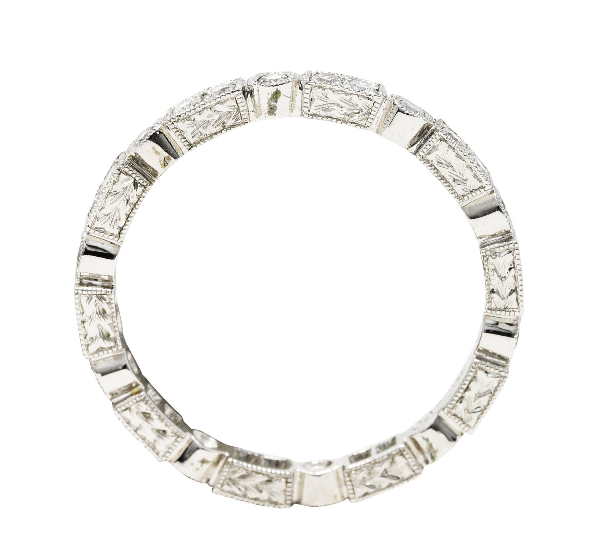 Women's or Men's Contemporary 0.50 Carat Diamond 18 Karat White Gold Geometric Band Ring