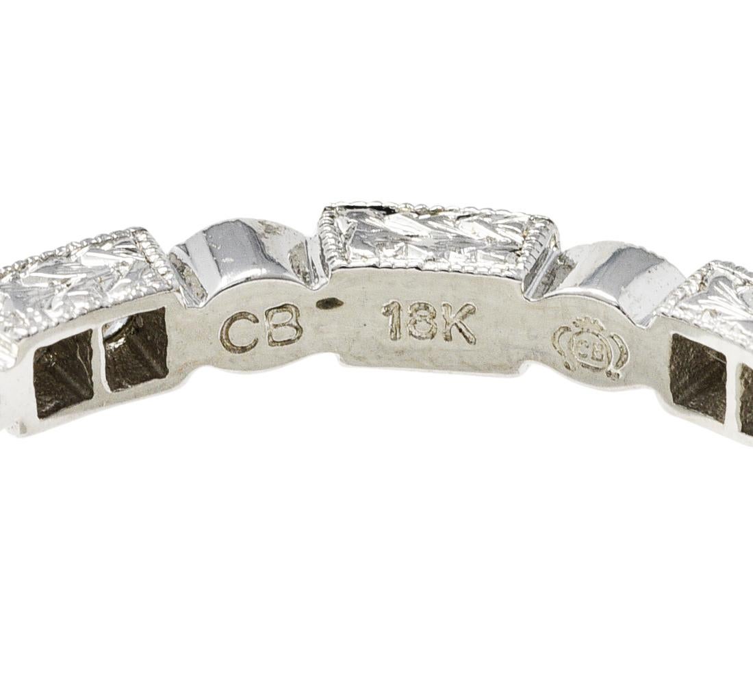 Contemporary 0.50 Carat Diamond 18 Karat White Gold Geometric Band Ring 1