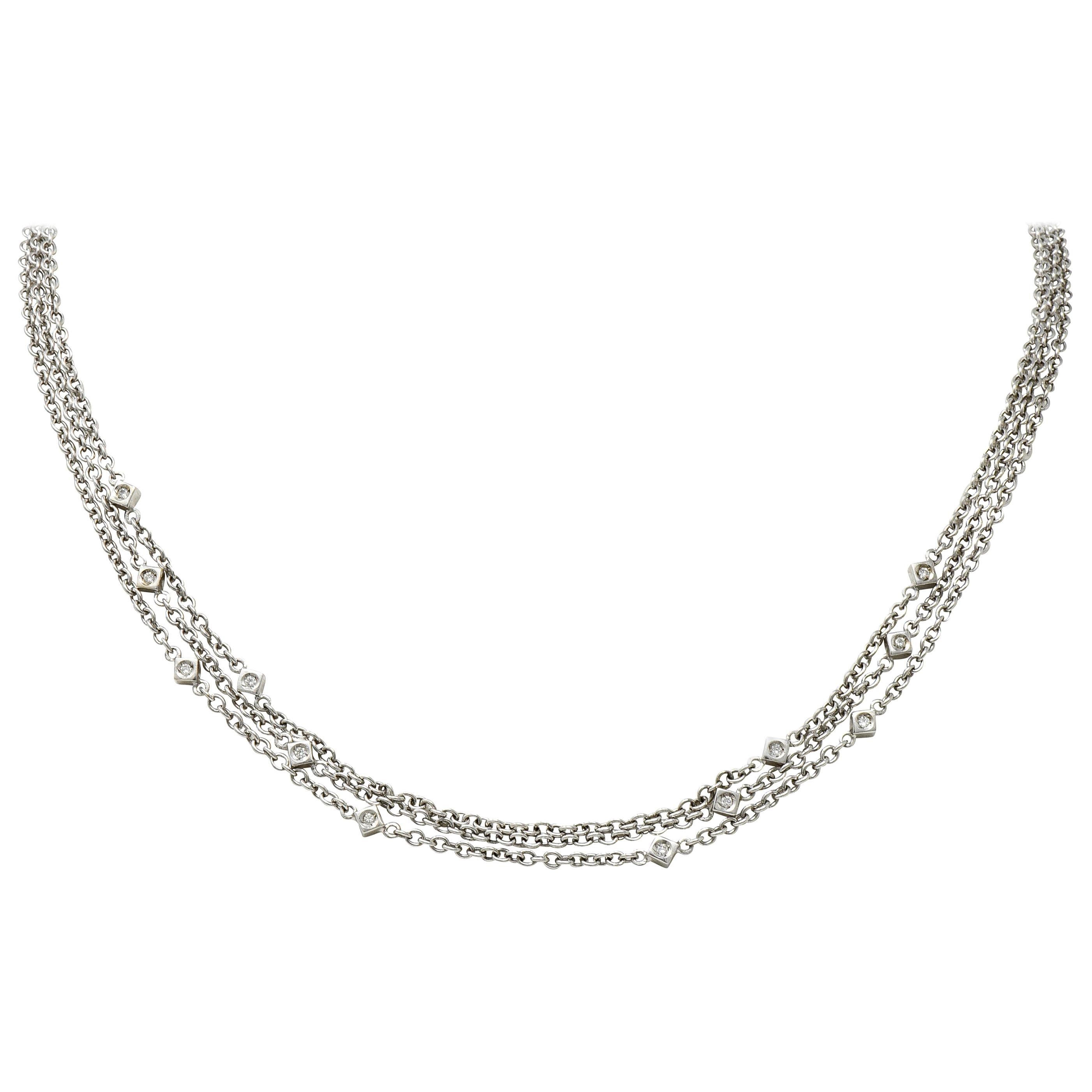 Tiffany and Co. Pearl Diamond 18 Karat Gold Vintage MultiStrand