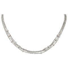 Contemporary 0.50 Carat Diamond 18 Karat White Gold Multi-Strand Necklace