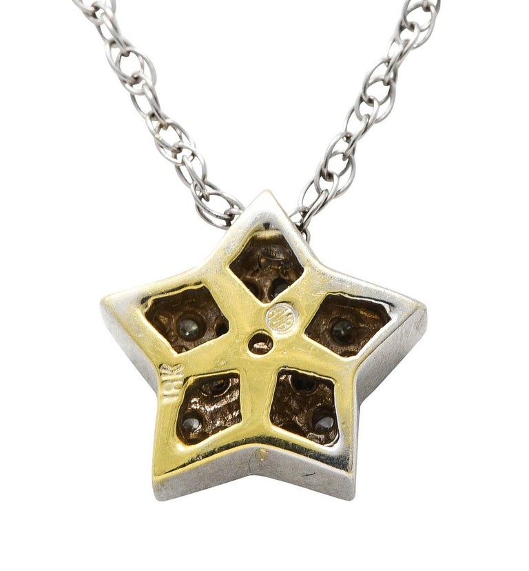 Contemporary 0.50 Carat Diamond 18 Karat White Gold Star Necklace For Sale 5