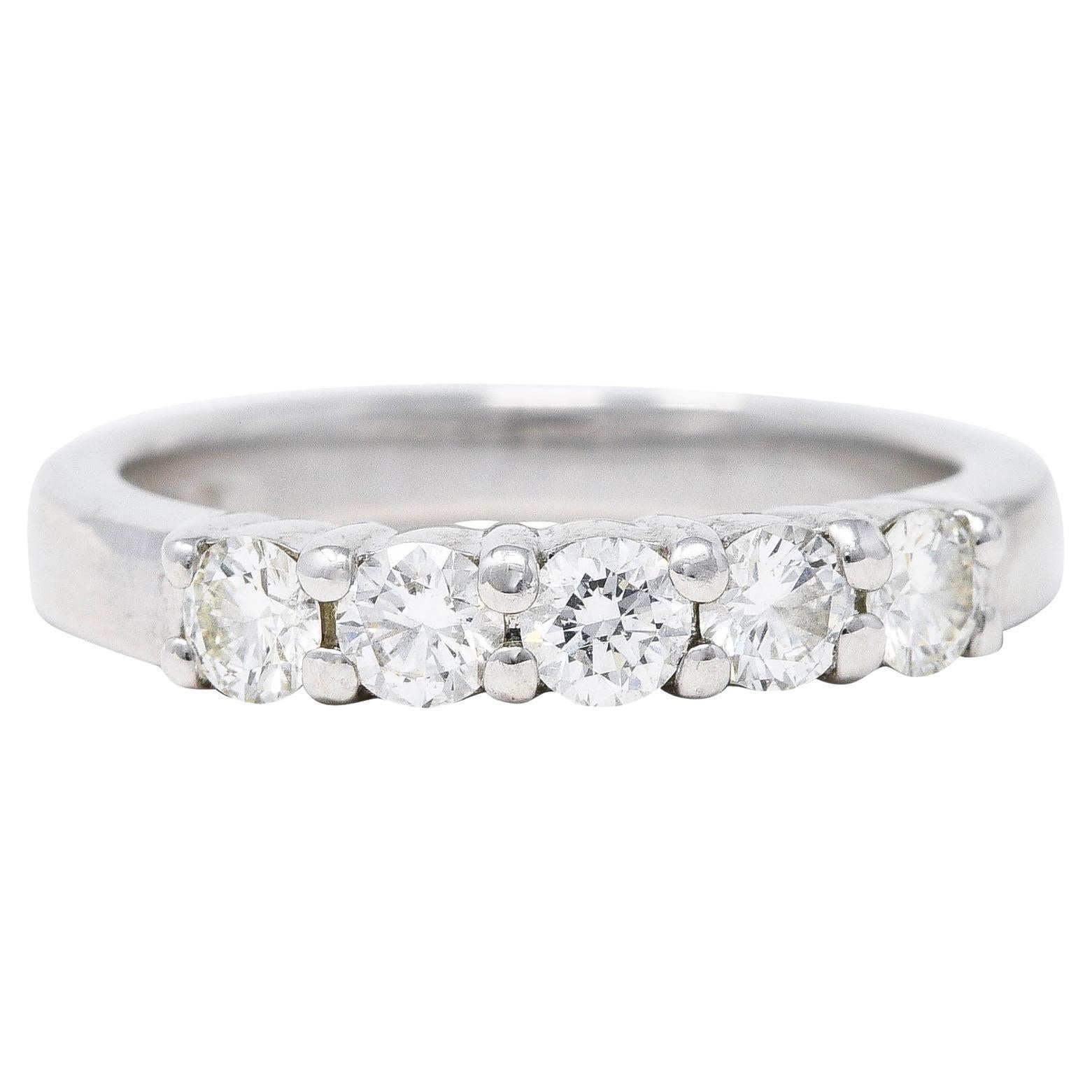 Contemporary 0.50 Carat Diamond Platinum Stacking Wedding Band Ring For Sale