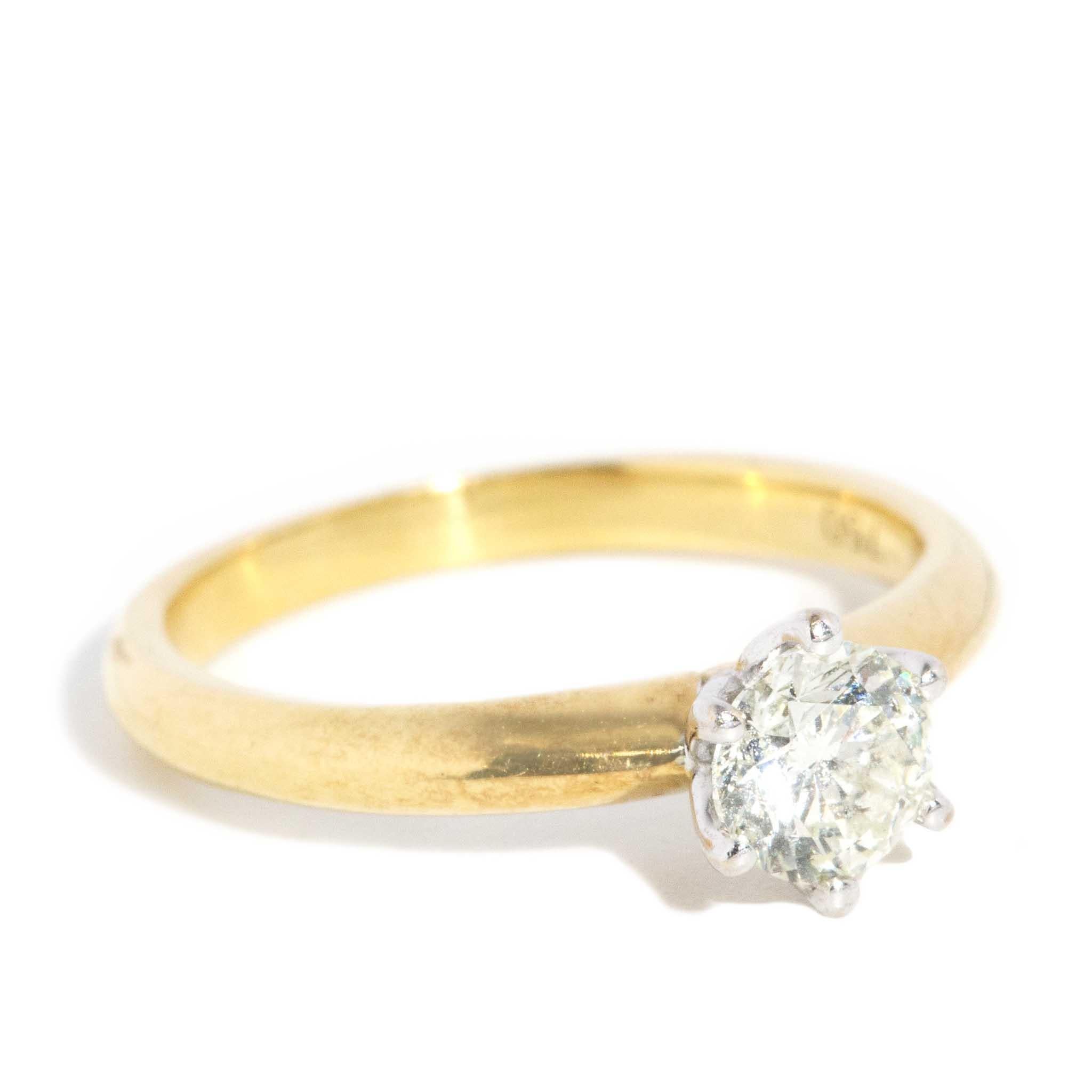 Anillo solitario de diamante contemporáneo de 0,50 quilates Oro amarillo y blanco de 18 quilates Contemporáneo en venta