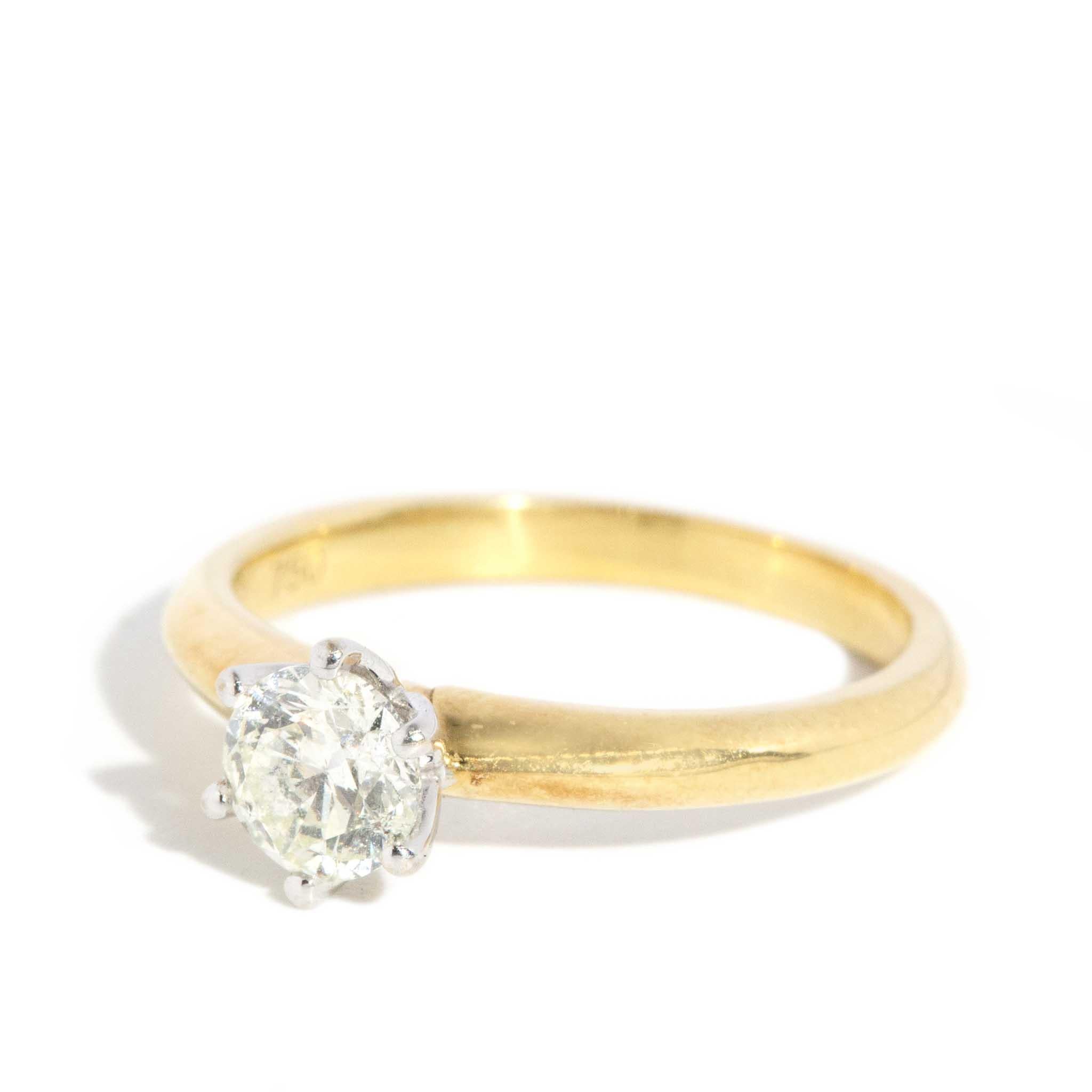 Anillo solitario de diamante contemporáneo de 0,50 quilates Oro amarillo y blanco de 18 quilates en Bueno estado para la venta en Hamilton, AU