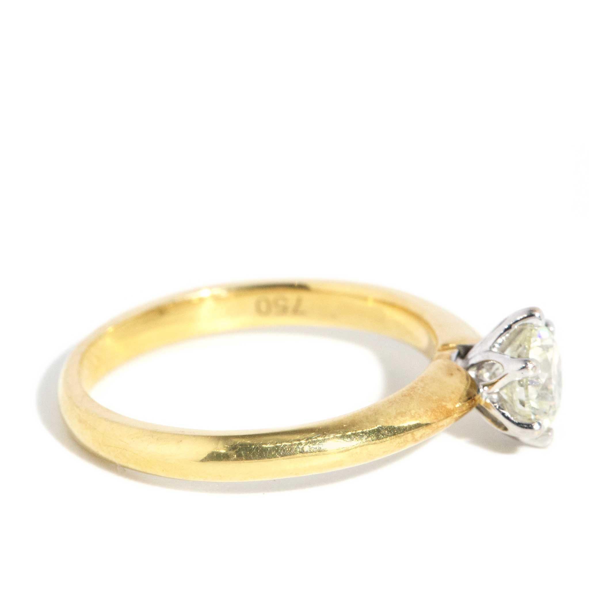 Anillo solitario de diamante contemporáneo de 0,50 quilates Oro amarillo y blanco de 18 quilates en venta 1