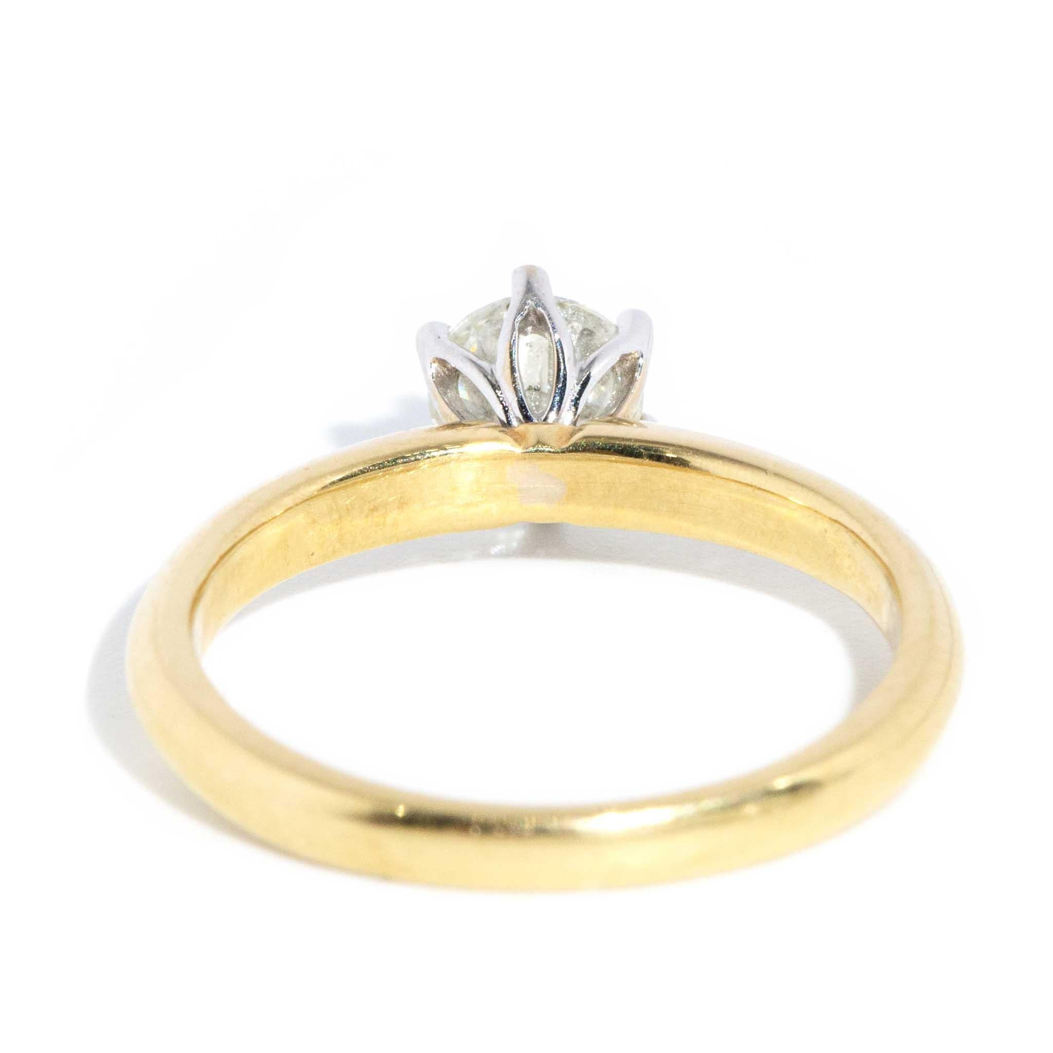 Anillo solitario de diamante contemporáneo de 0,50 quilates Oro amarillo y blanco de 18 quilates en venta 3