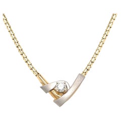 Contemporary 0.50 Carat Diamond Two Tone 14k Gold Pendant Necklace