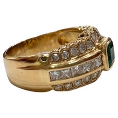 Contemporary  0.50 carat Emerald & 1.06 carat Diamond Cocktail Ring