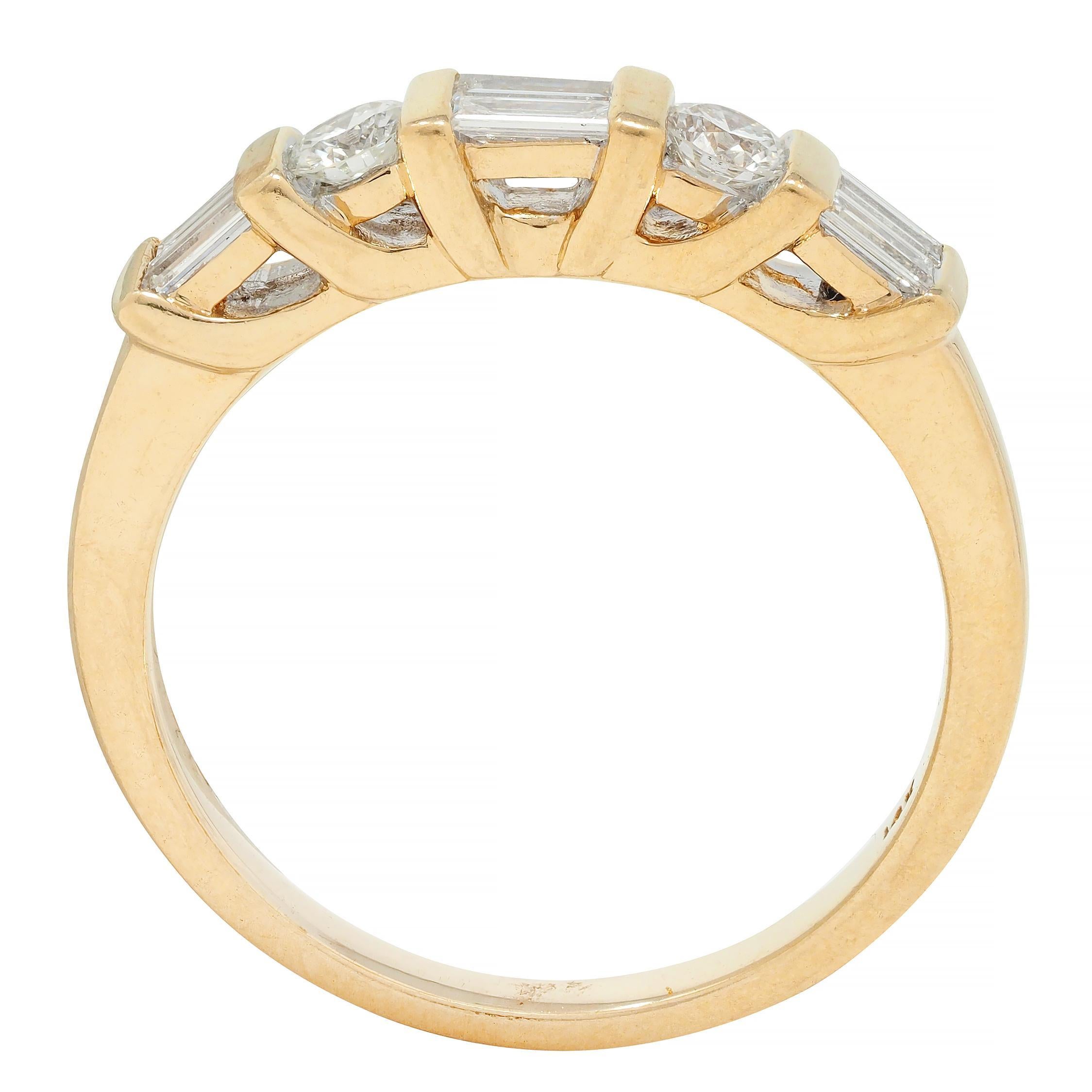Contemporary 0.50 CTW Diamond 14 Karat Yellow Gold Band Ring For Sale 5