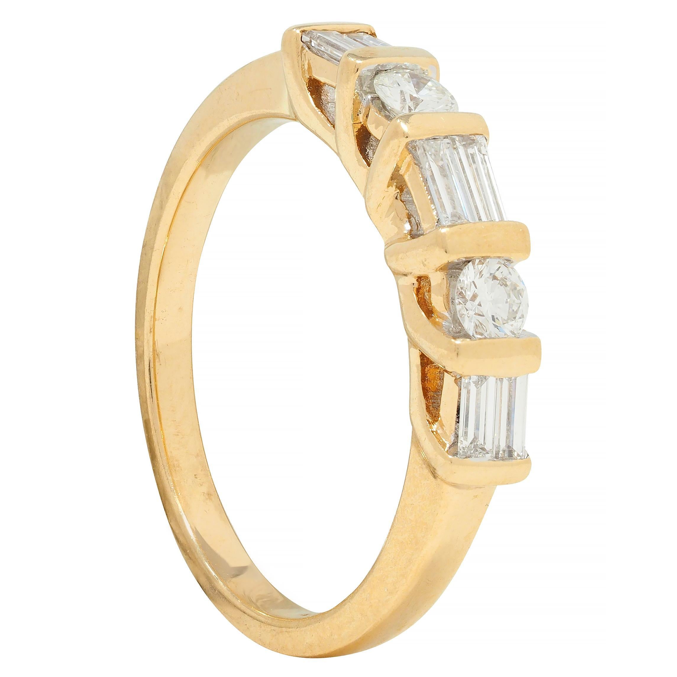 Contemporary 0.50 CTW Diamond 14 Karat Yellow Gold Band Ring For Sale 6