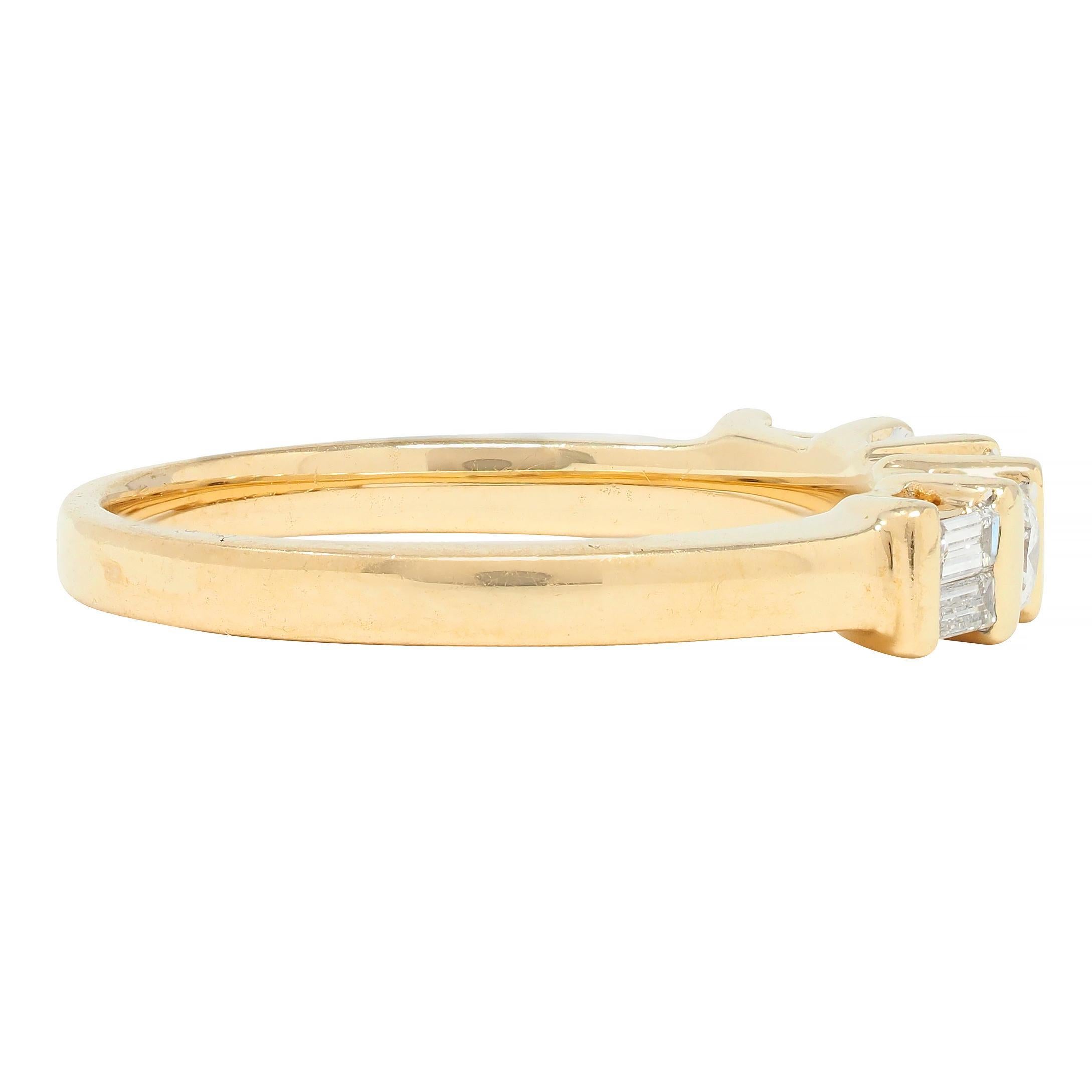 Contemporary 0.50 CTW Diamond 14 Karat Yellow Gold Band Ring In Excellent Condition For Sale In Philadelphia, PA