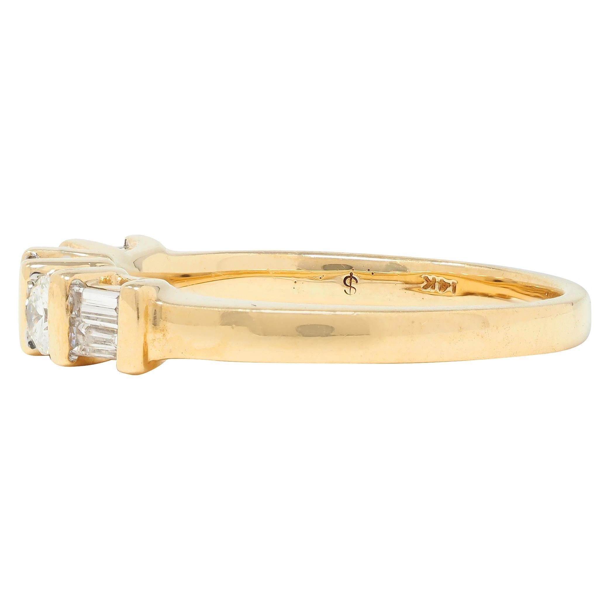 Contemporary 0.50 CTW Diamond 14 Karat Yellow Gold Band Ring For Sale 1