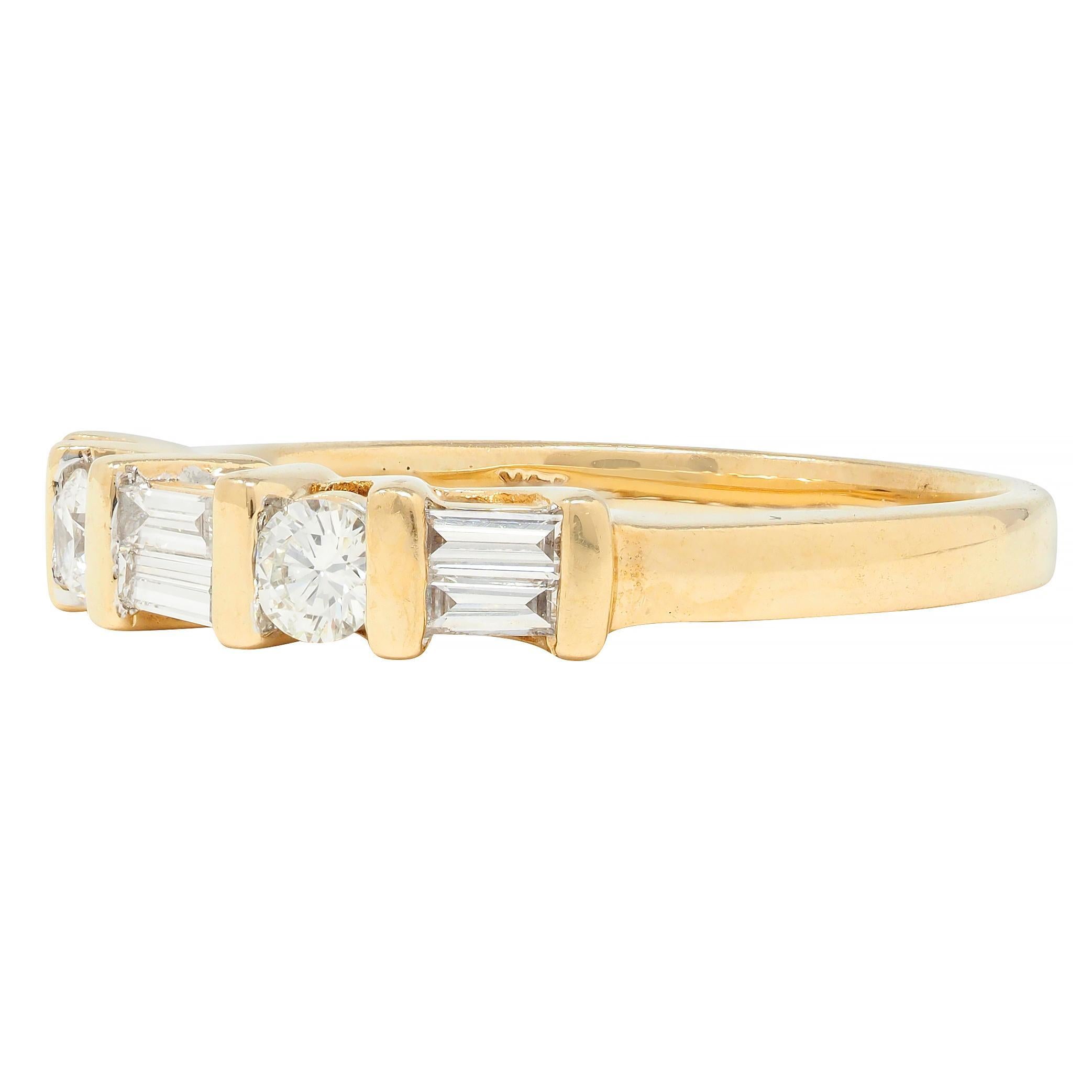 Contemporary 0.50 CTW Diamond 14 Karat Yellow Gold Band Ring For Sale 2