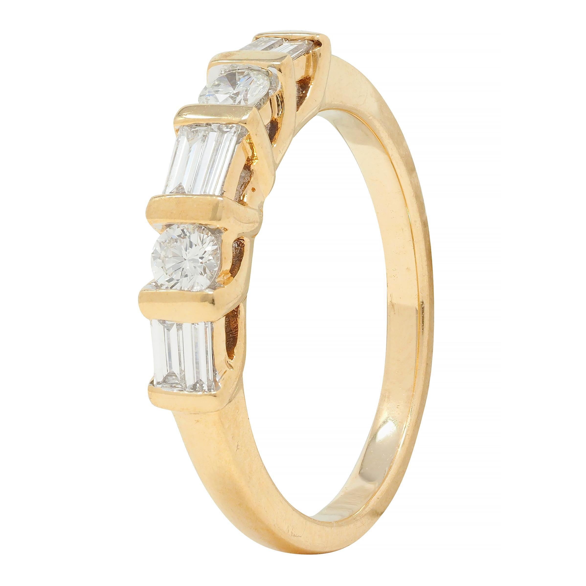Contemporary 0.50 CTW Diamond 14 Karat Yellow Gold Band Ring For Sale 4